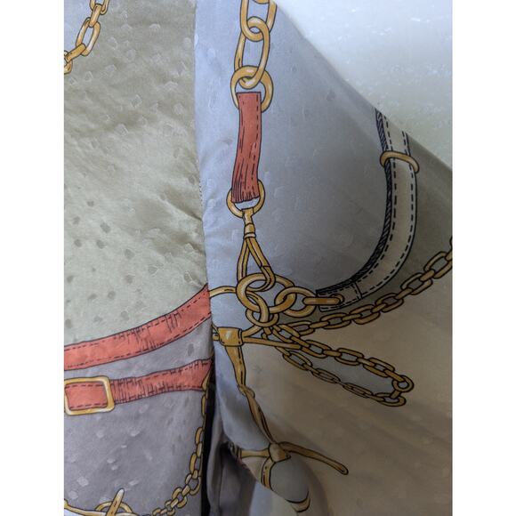 Talbots Petites Pure Silk Gold Button Up Blouse Women Size 4 Equestrian Chain - Picture 9 of 12